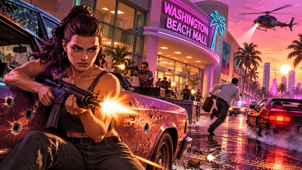 GTA Vice City Mall Shootout mission at Washington Beach Mall