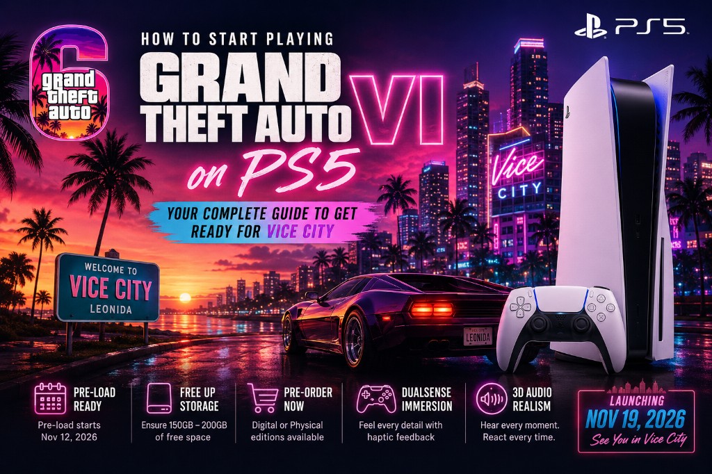 How to start playing Grand Theft Auto VI on PS5 — Vice City setup guide with DualSense and launch details