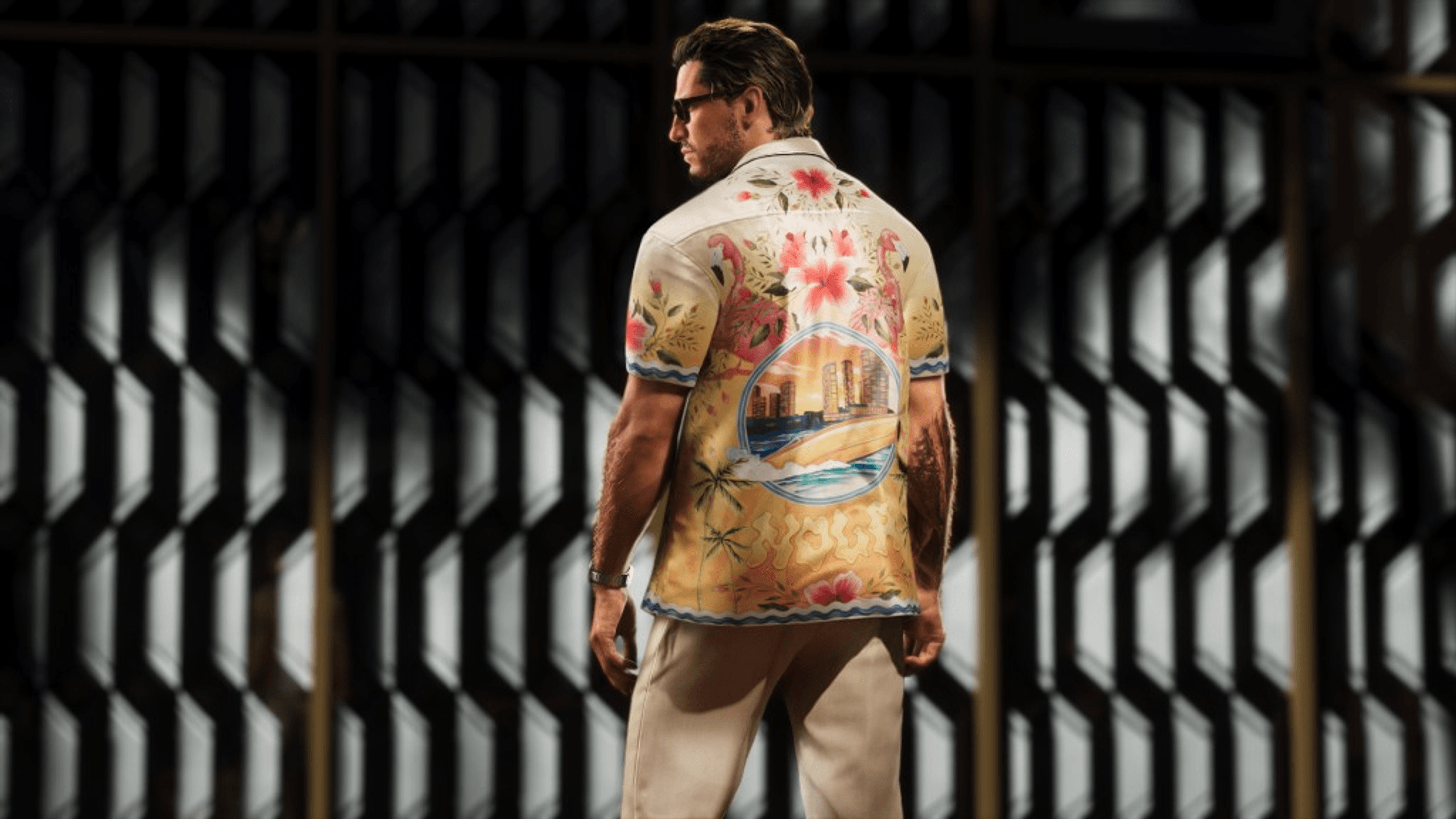 Look detail — tropical shirt