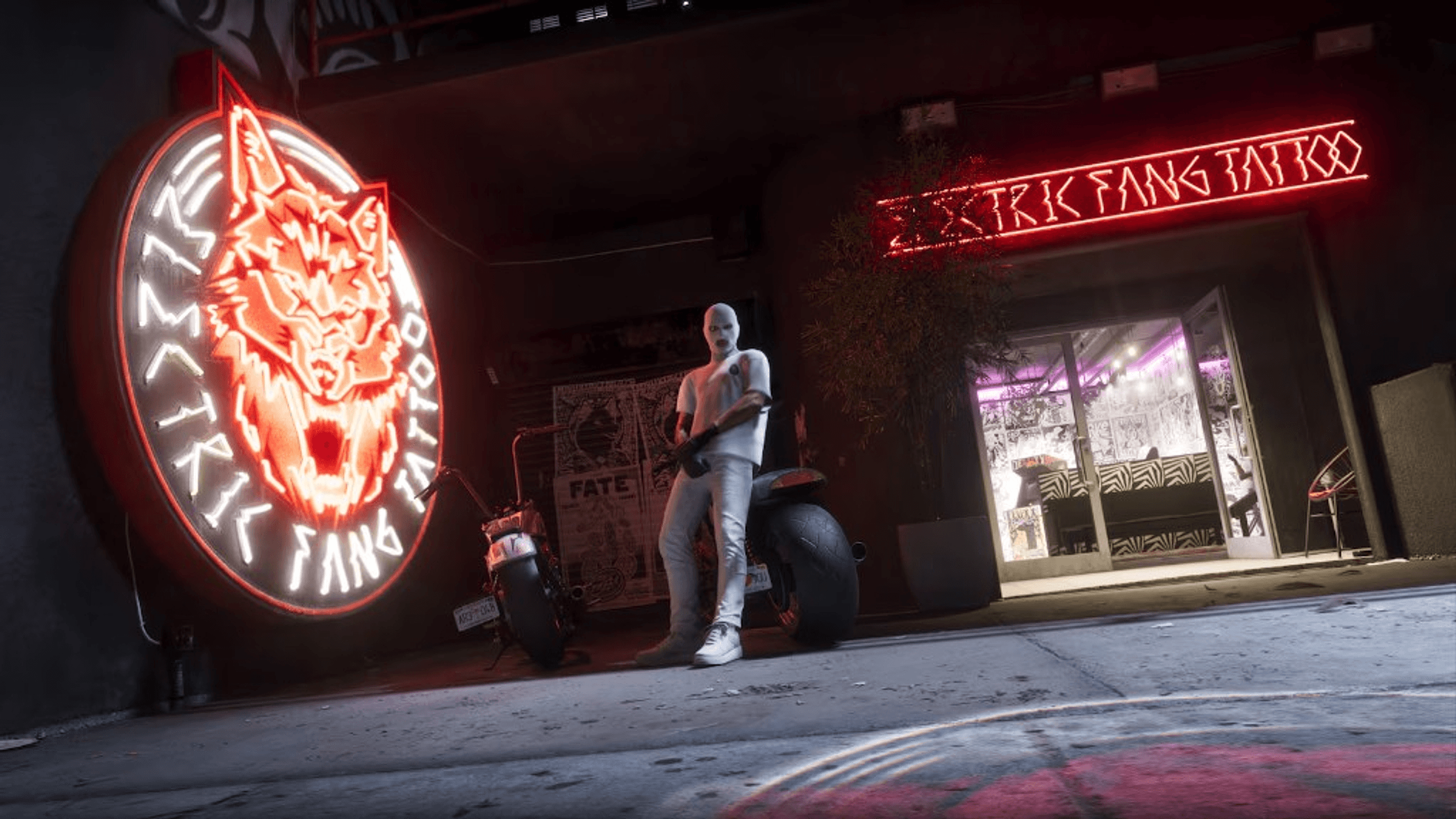Neon tattoo shop stoop