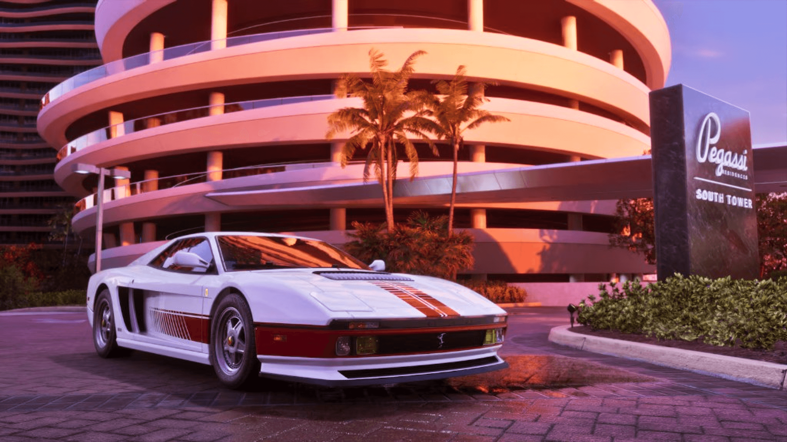 Signature sports car at dusk