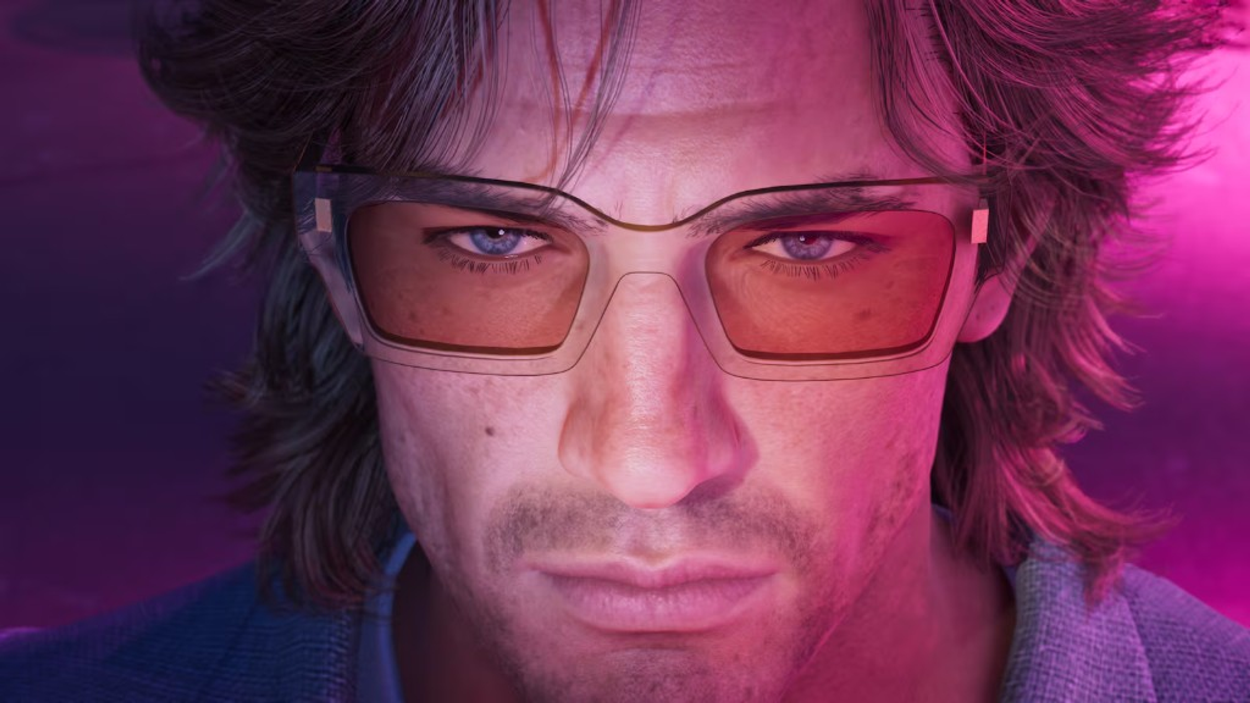 Aviator portrait under pink neon